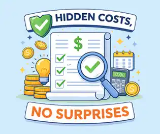 Graphic representing honest and transparent pricing